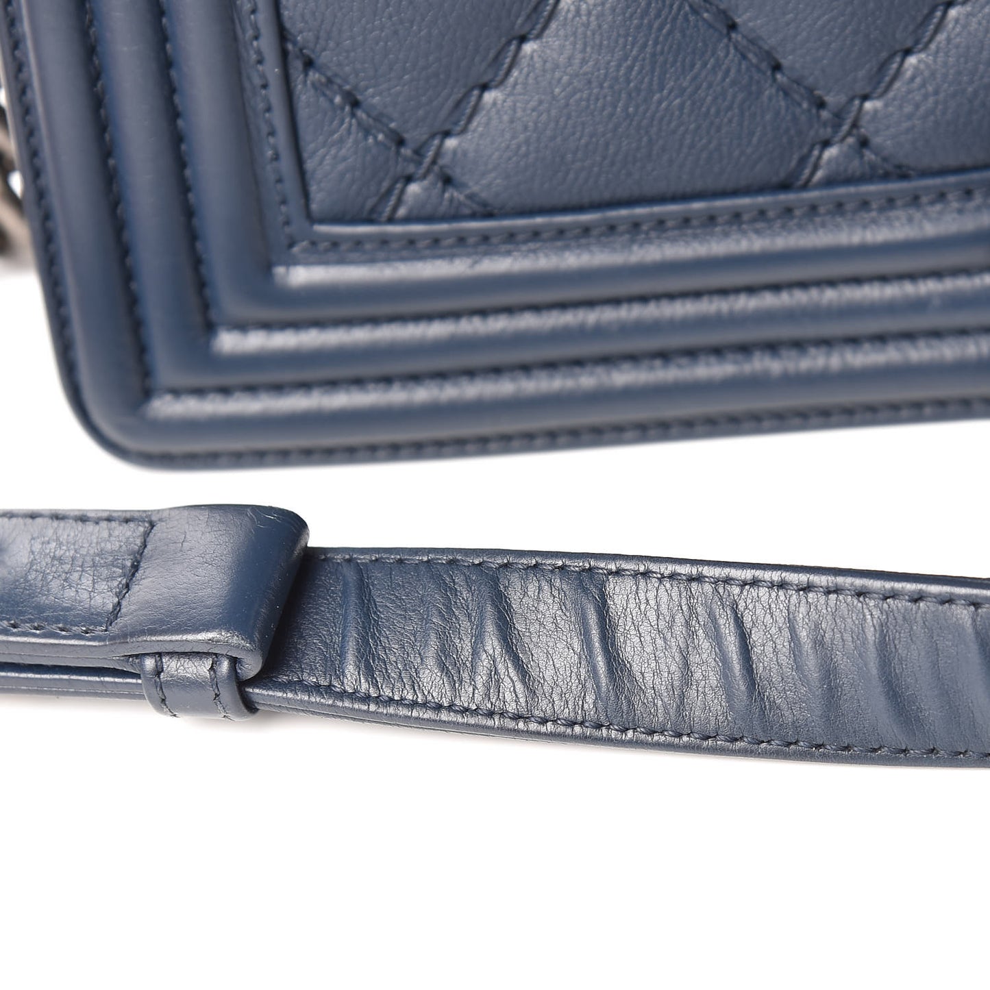 Calfskin Double Stitch New Medium Boy Flap Marine