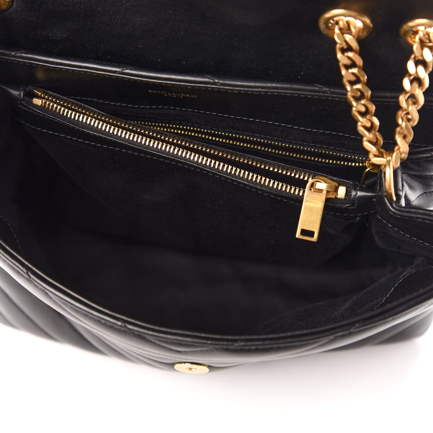Calfskin Y Quilted Monogram Medium Loulou Chain Satchel Black