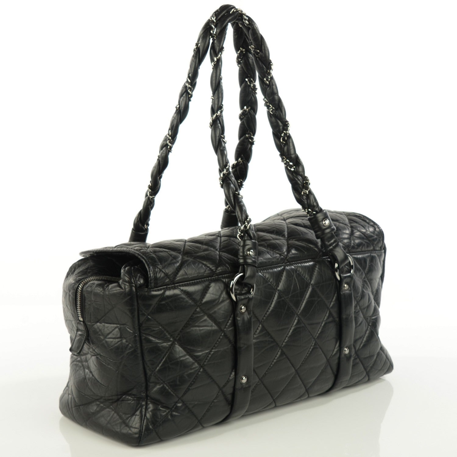 Chanel Distressed Lambskin Quilted Lady Braid Flap Tote Black 3 of 7