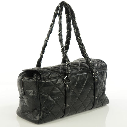 Chanel Distressed Lambskin Quilted Lady Braid Flap Tote Black 3 of 7