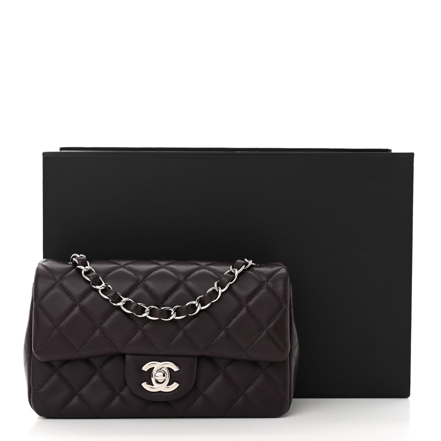 Chanel Lambskin Quilted Mini Rectangular Flap Dark Purple 8 of 11