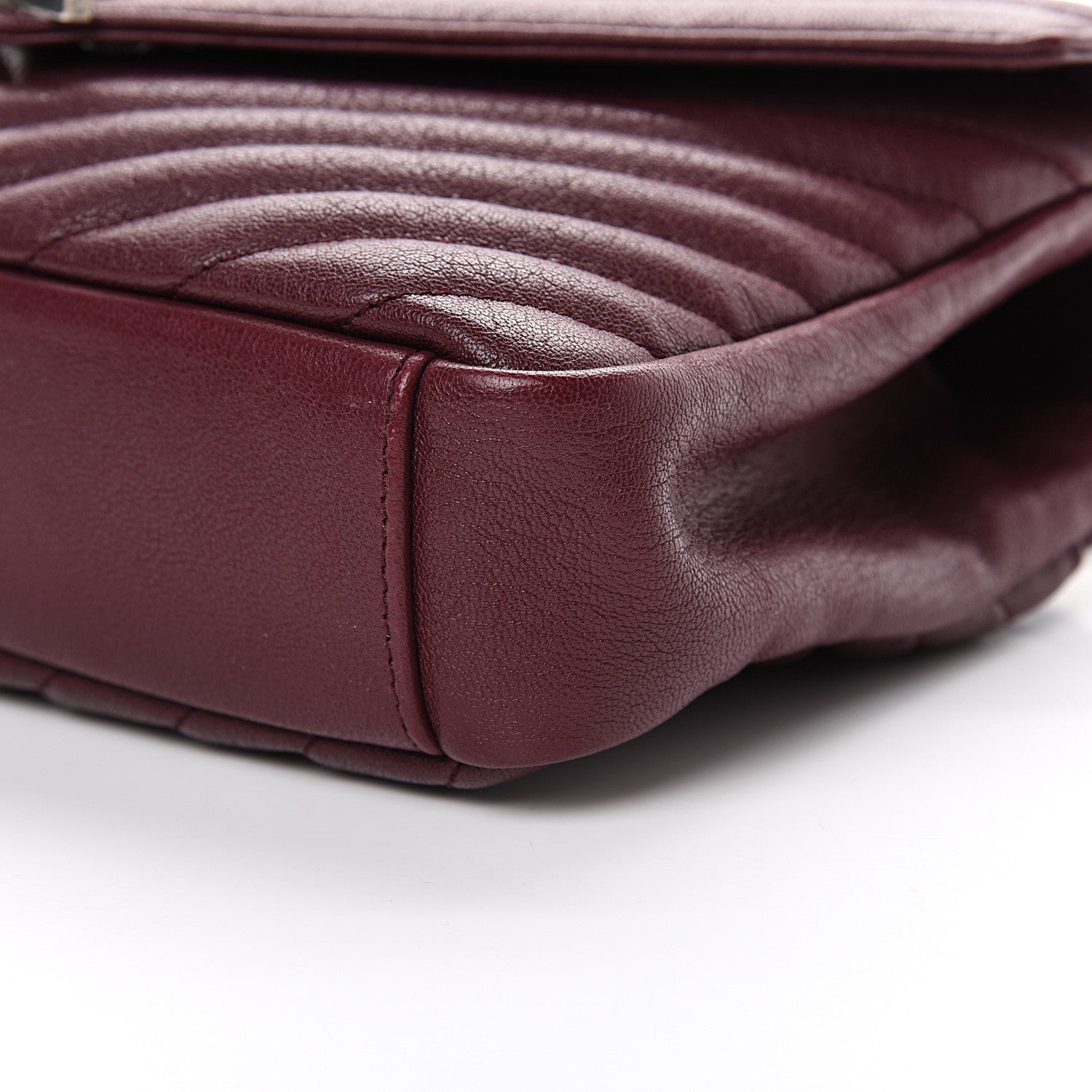 Saint Laurent Sheepskin Matelasse Chevron Monogram Medium College Bag Rouge Legion 9 of 9