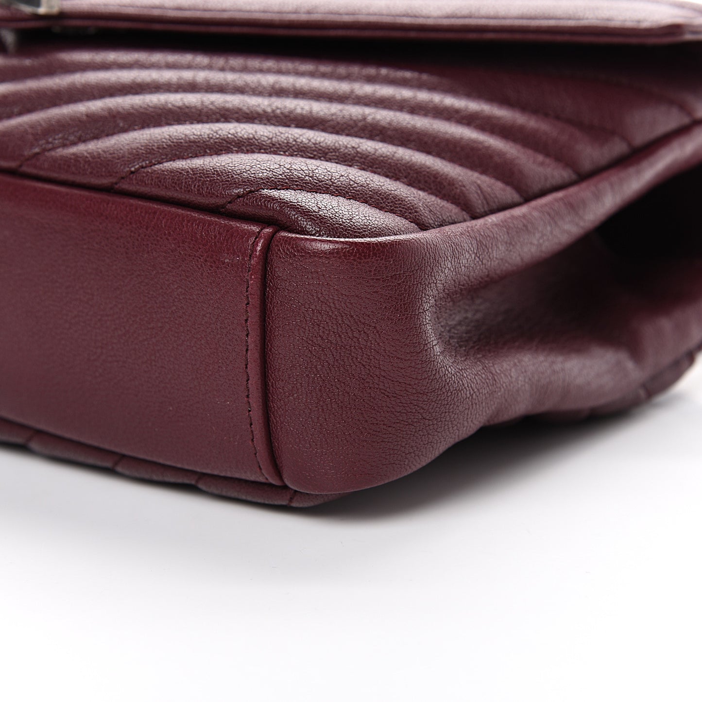 Sheepskin Matelasse Chevron Monogram Medium College Bag Rouge Legion