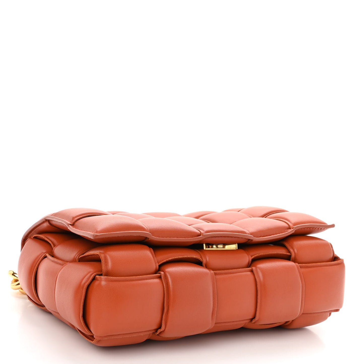 Lambskin Maxi Intreccio Padded Chain Cassette Crossbody Bag Maple
