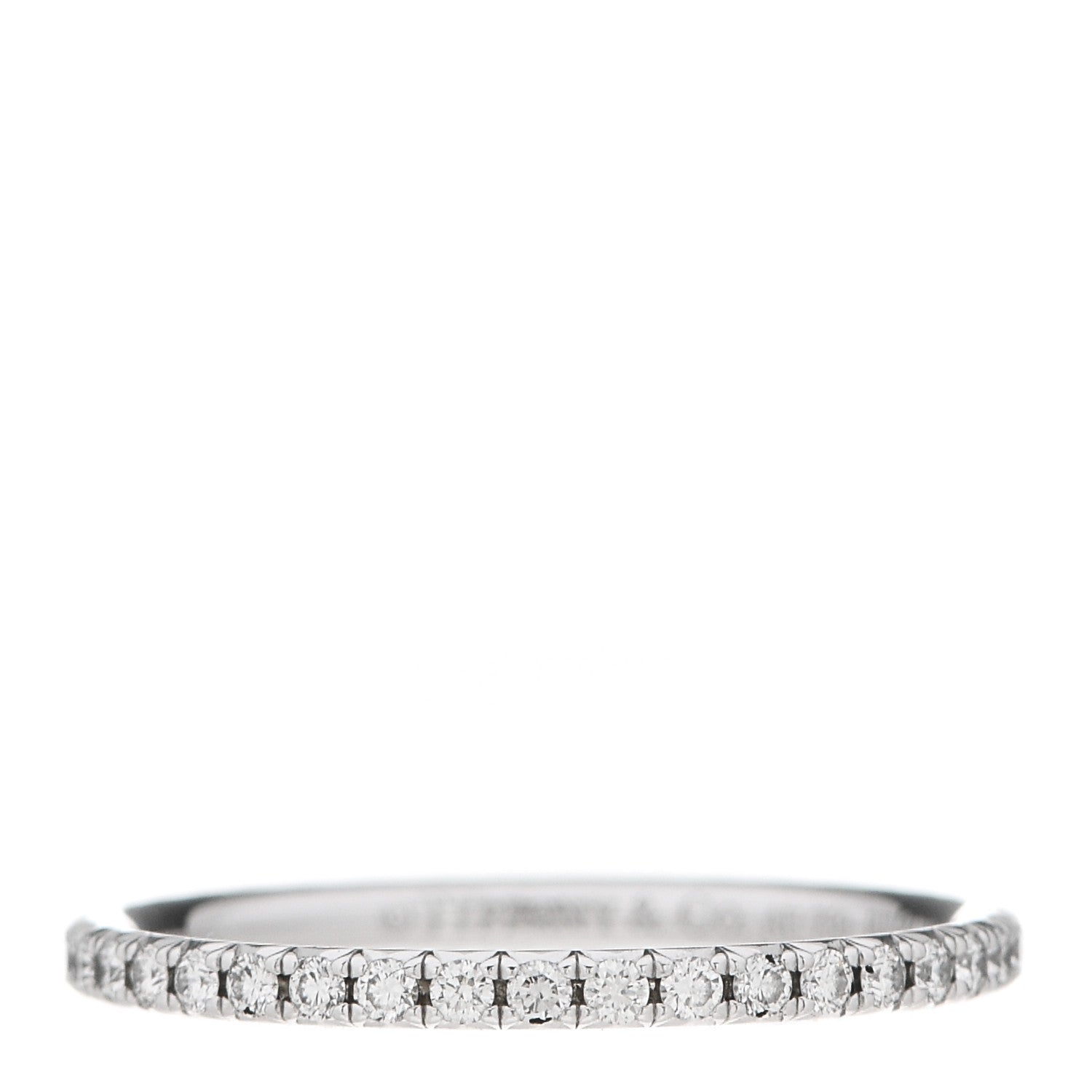 Tiffany 18K White Gold Diamond Metro Band Ring 48 4.5 1 of 6