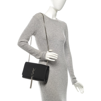 Saint Laurent Smooth Calfskin Medium Classic Monogram Kate Tassel Satchel Black 2 of 6