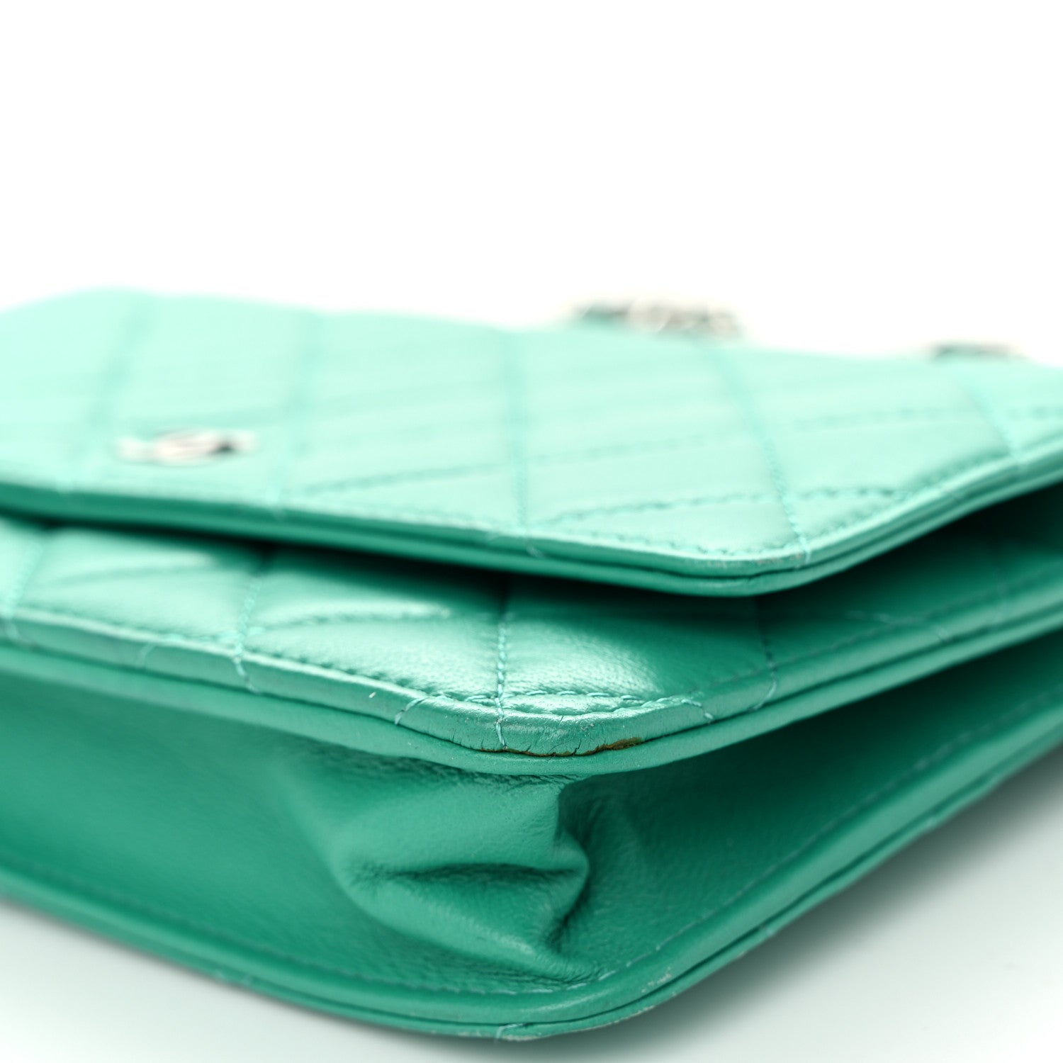Chanel Lambskin Quilted Wallet On Chain WOC Green 11 of 13