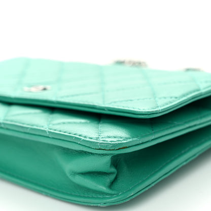 Chanel Lambskin Quilted Wallet On Chain WOC Green 11 of 13