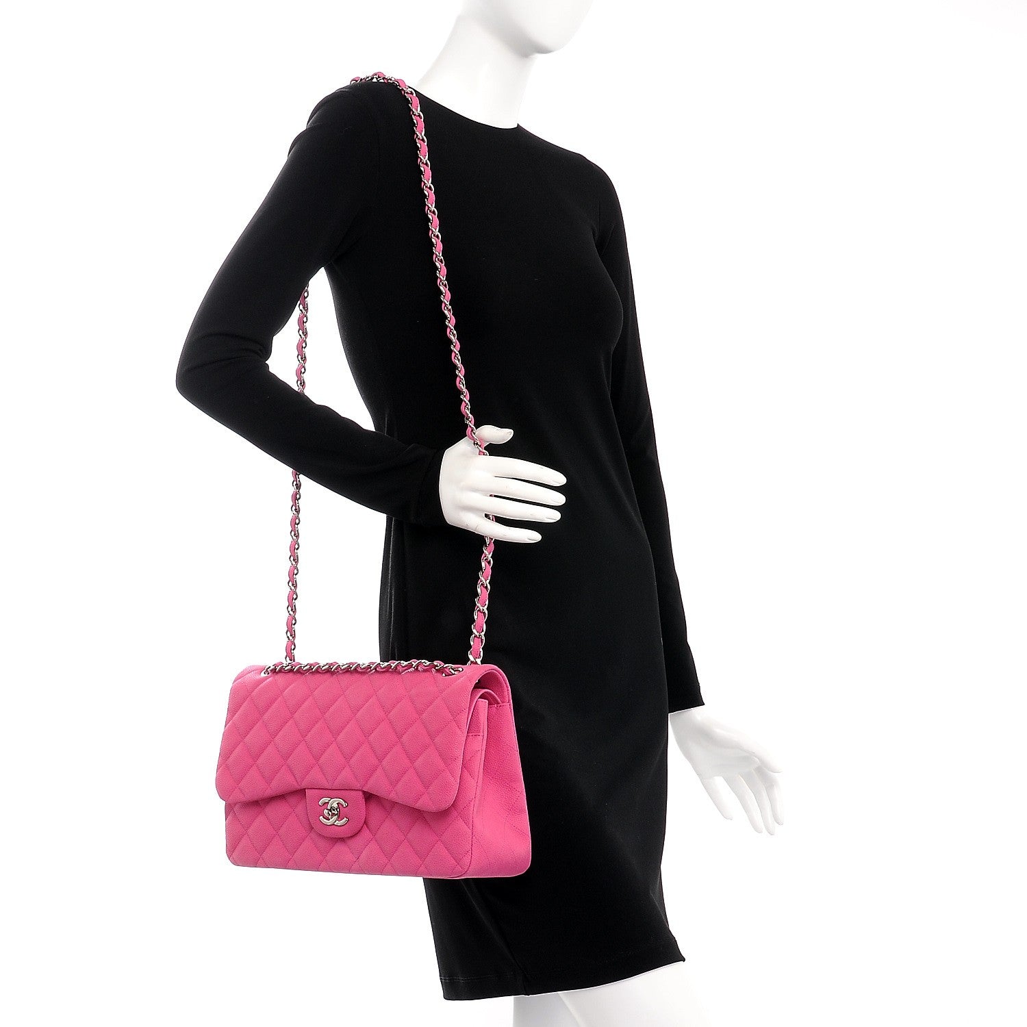 Chanel Iridescent Caviar Quilted Jumbo Double Flap Pink 2 of 12