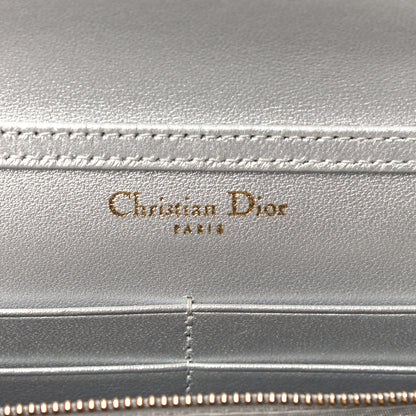 Christian Dior Metallic Grained Calfskin Diorama Wallet on Chain Pouch Silver 6 of 10