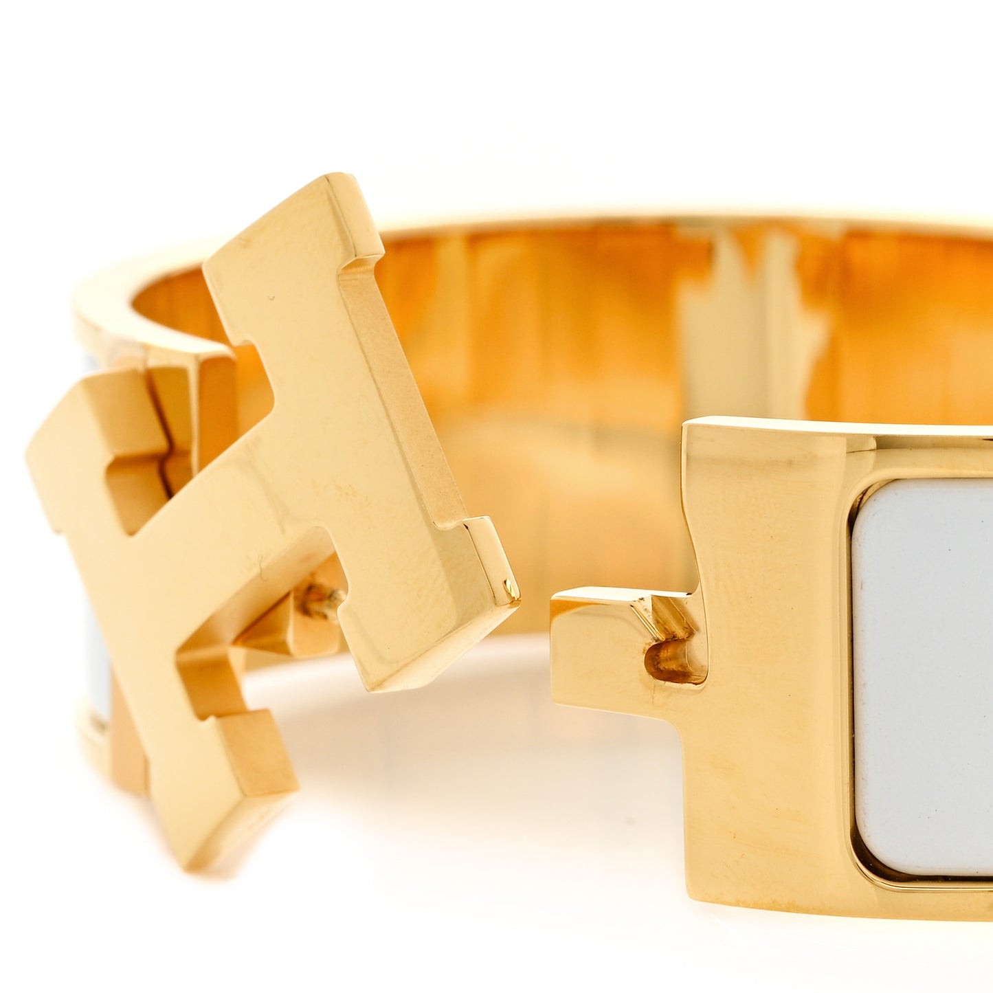 Enamel Wide Clic Clac H Bracelet GM White