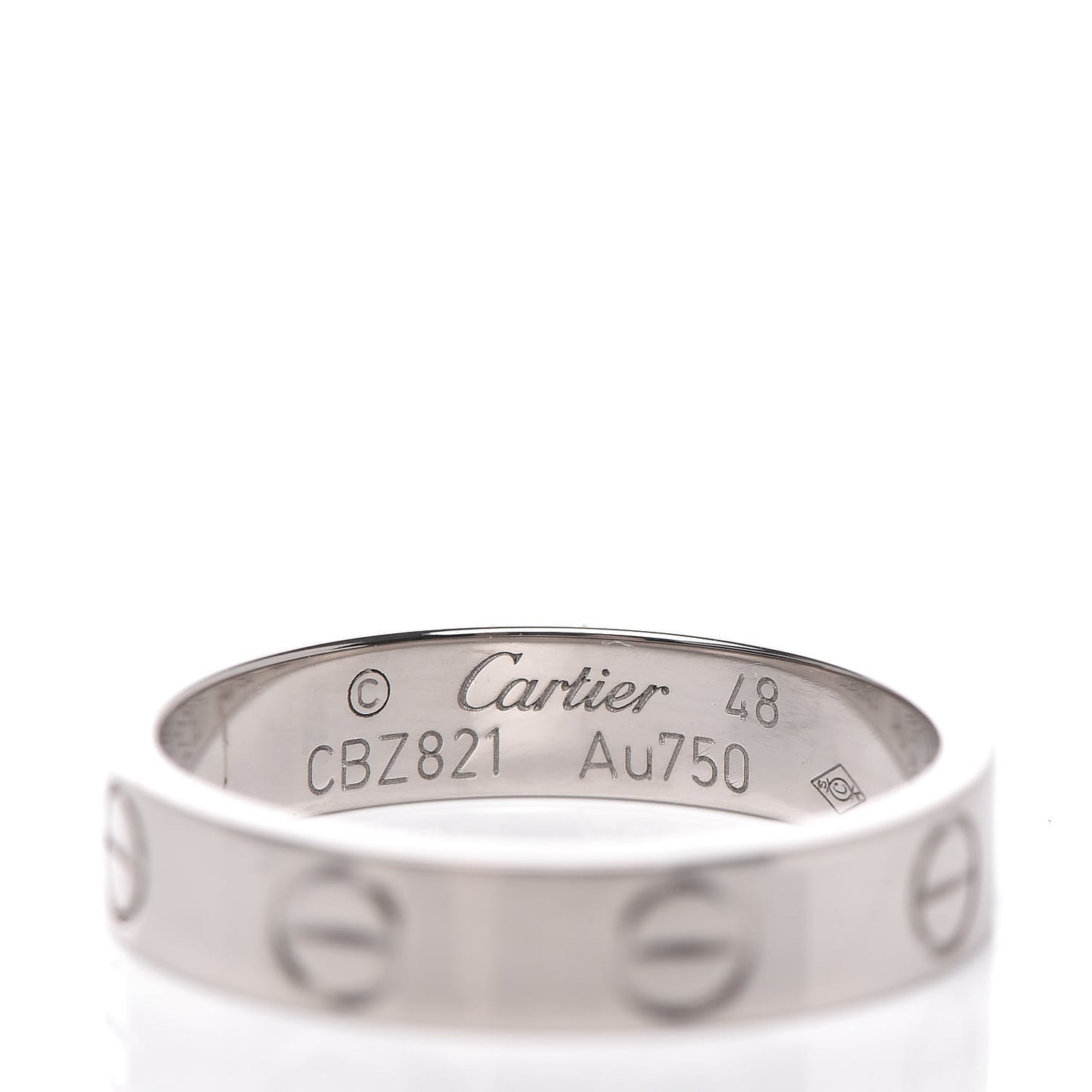 18K White Gold 3.5mm LOVE Wedding Band Ring 48 4.5