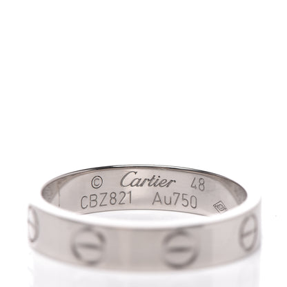Cartier 18K White Gold 3.5mm LOVE Wedding Band Ring 48 4.5 4 of 6