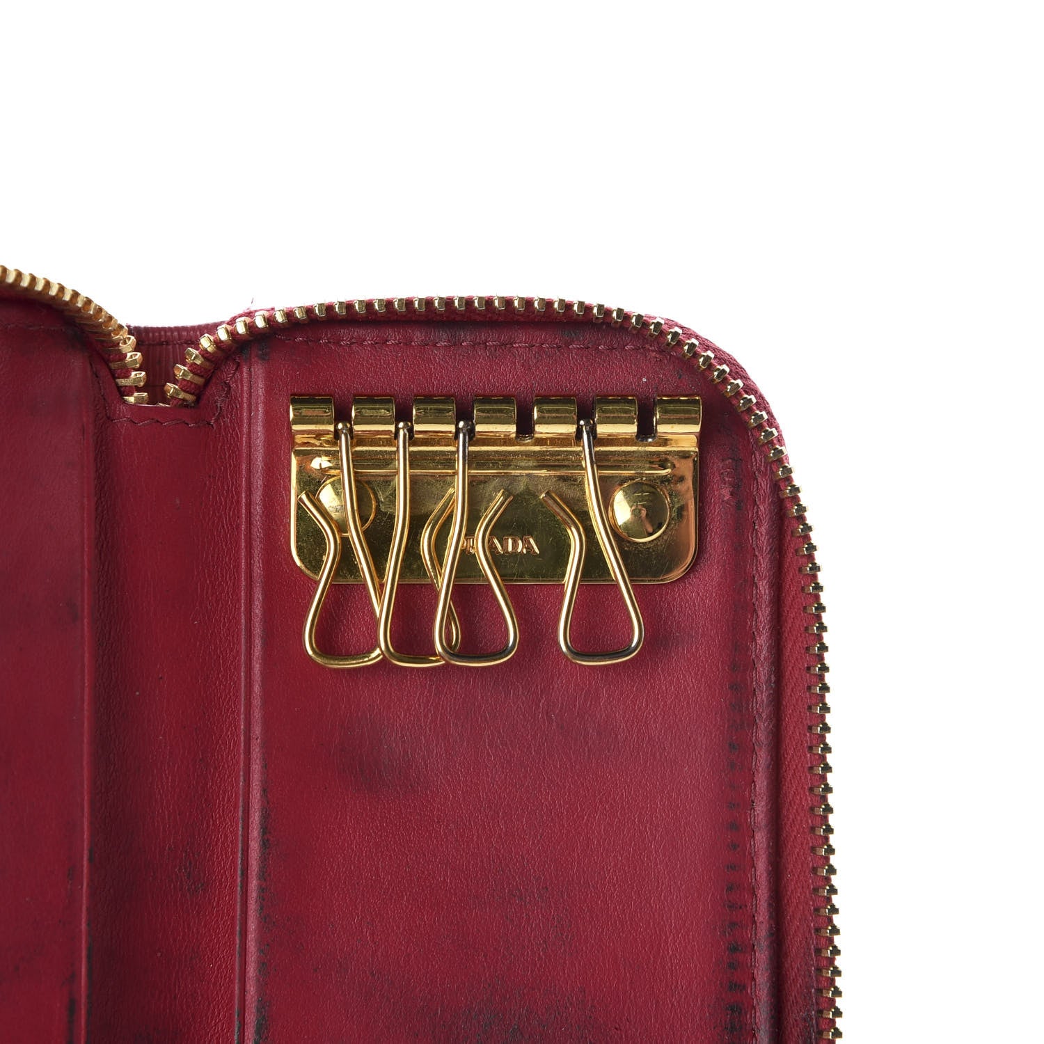 Prada Vitello Move Metal Zip Around 6 Key Holder Ibisco 7 of 9