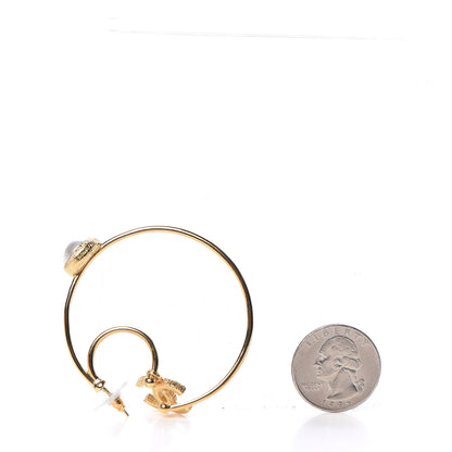 Chanel Pearl CC Tags Hoop Earrings Gold 3 of 8