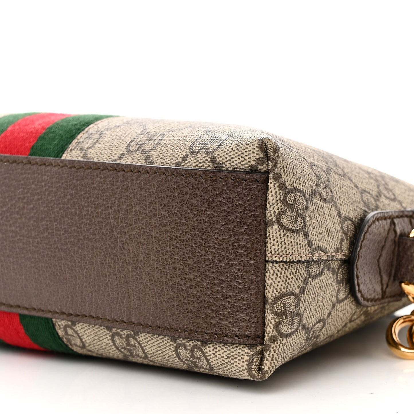 GG Supreme Monogram Textured Dollar Calfskin Web Small Ophidia Dome Shoulder Bag Beige Ebony New Acero