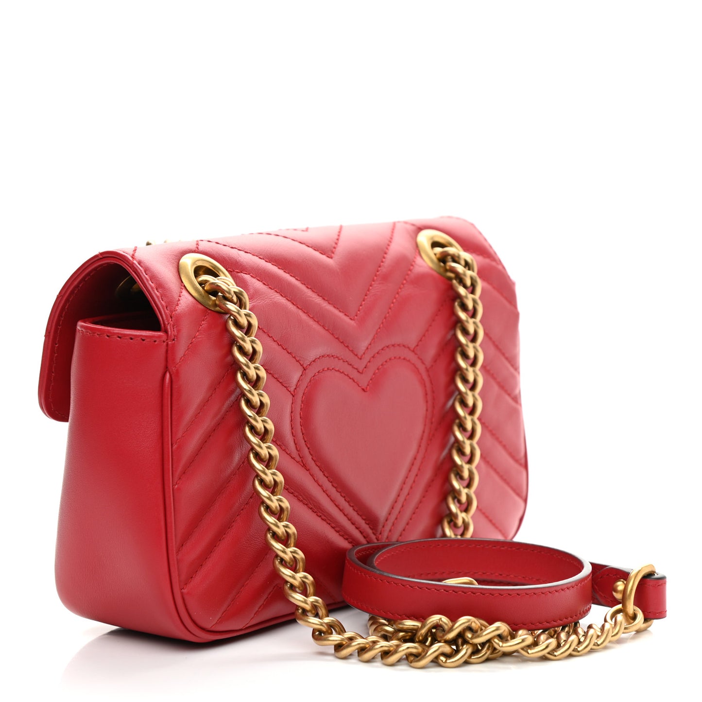Calfskin Matelasse Mini GG Marmont Shoulder Bag Hibiscus Red