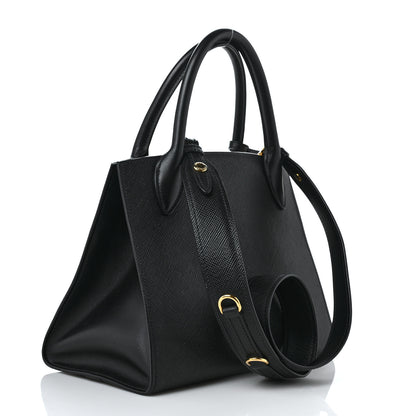 Prada Saffiano Cuir Calfskin Small Monochrome Top Handle Tote Black 3 of 9