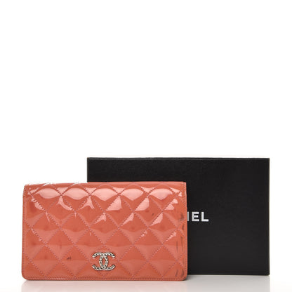 Chanel Patent Quilted Brilliant Yen Wallet Pink 12 of 12