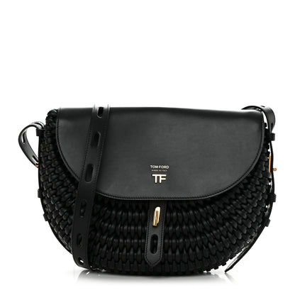 Tom Ford Calfskin Woven T-Twist Crossbody Black 1 of 9