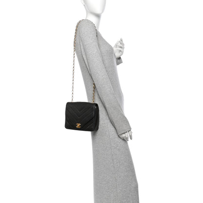 Chanel Lambskin Chevron Quilted Mini Square Flap Black 2 of 13