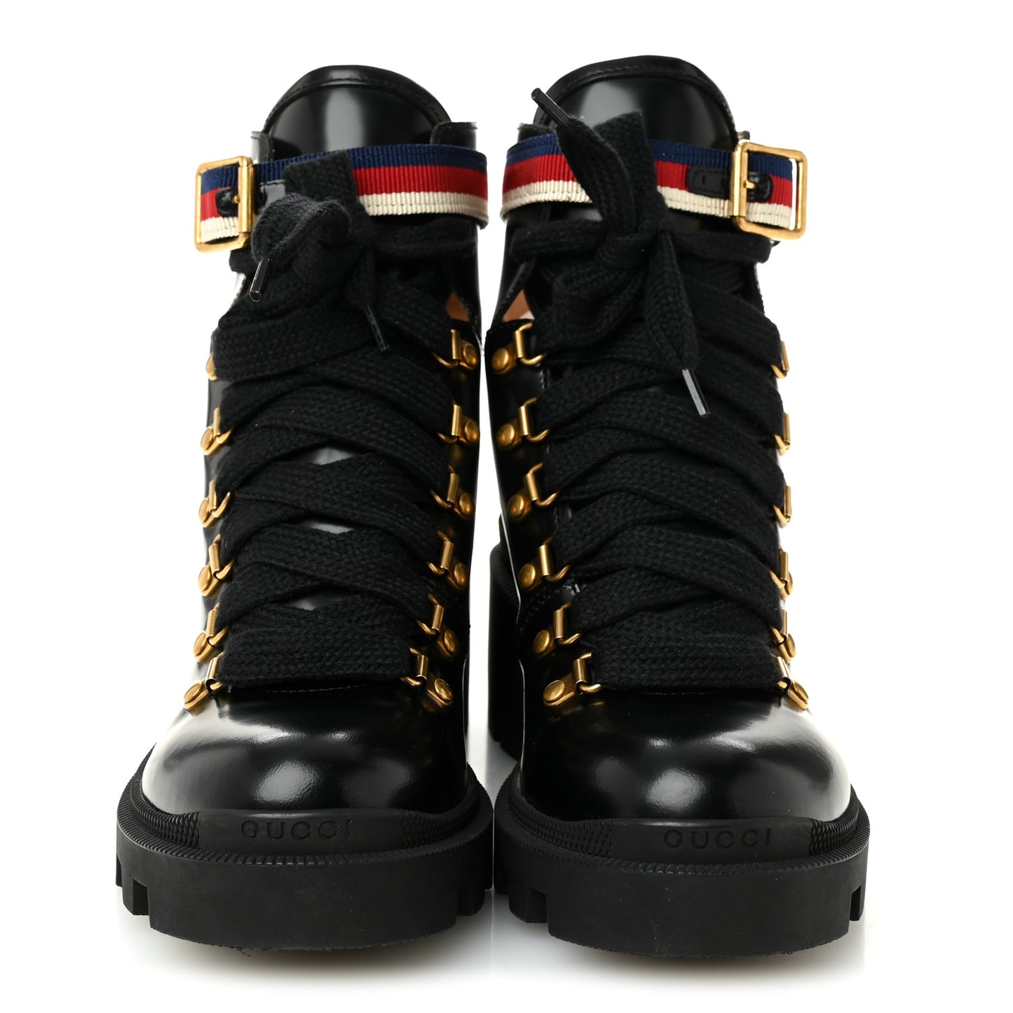 Calfskin Sylvie Web Womens Lace Up Combat Boots 37.5 Black