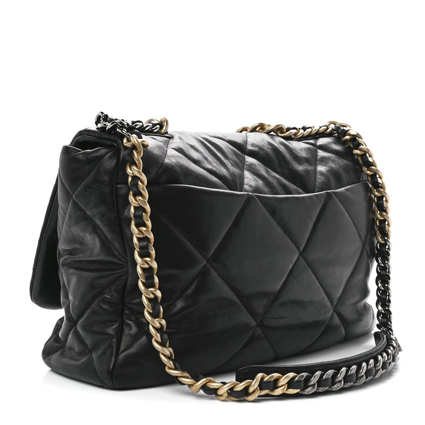 Lambskin Quilted Maxi Chanel 19 Flap Black