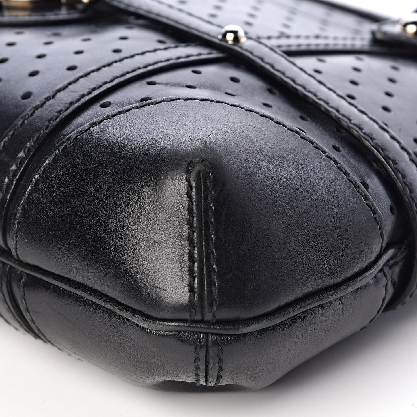 Perforated Calfskin Reins Tote Black
