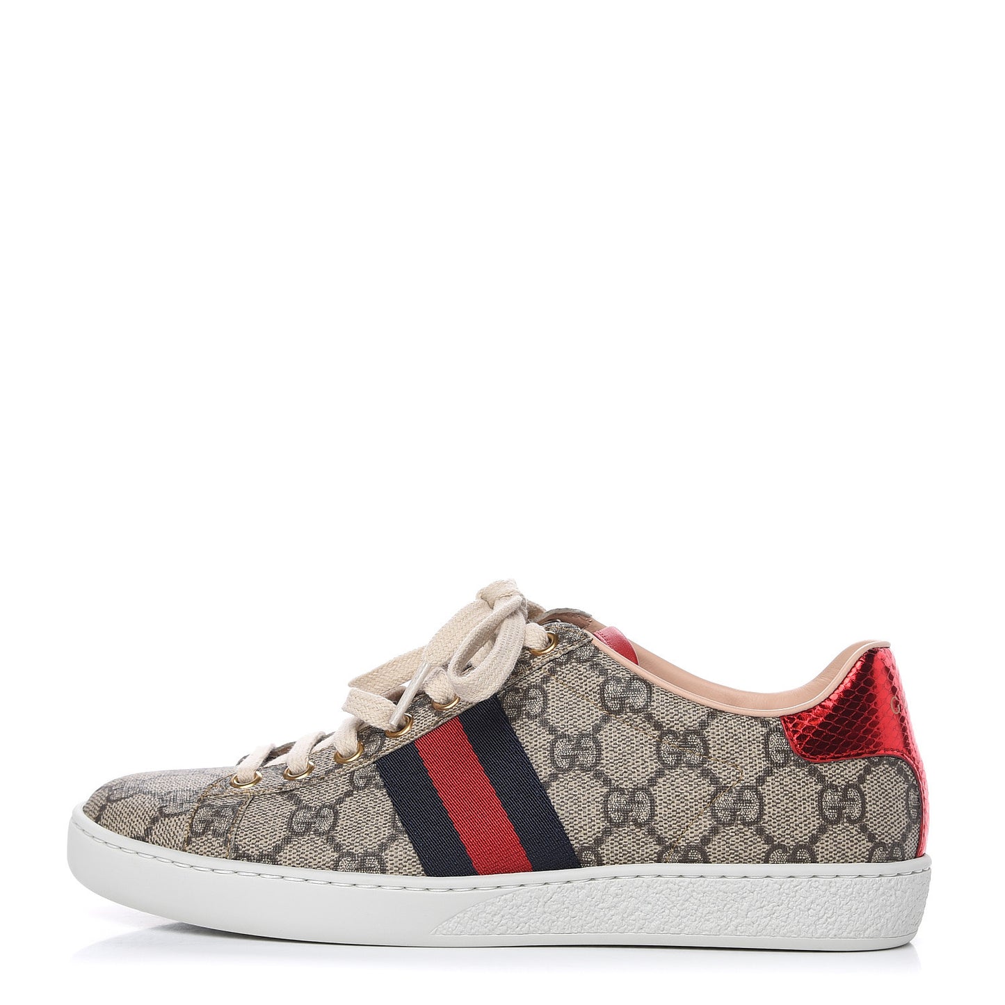 GG Supreme Monogram Womens Ace Low-Top Sneaker 35.5 Beige