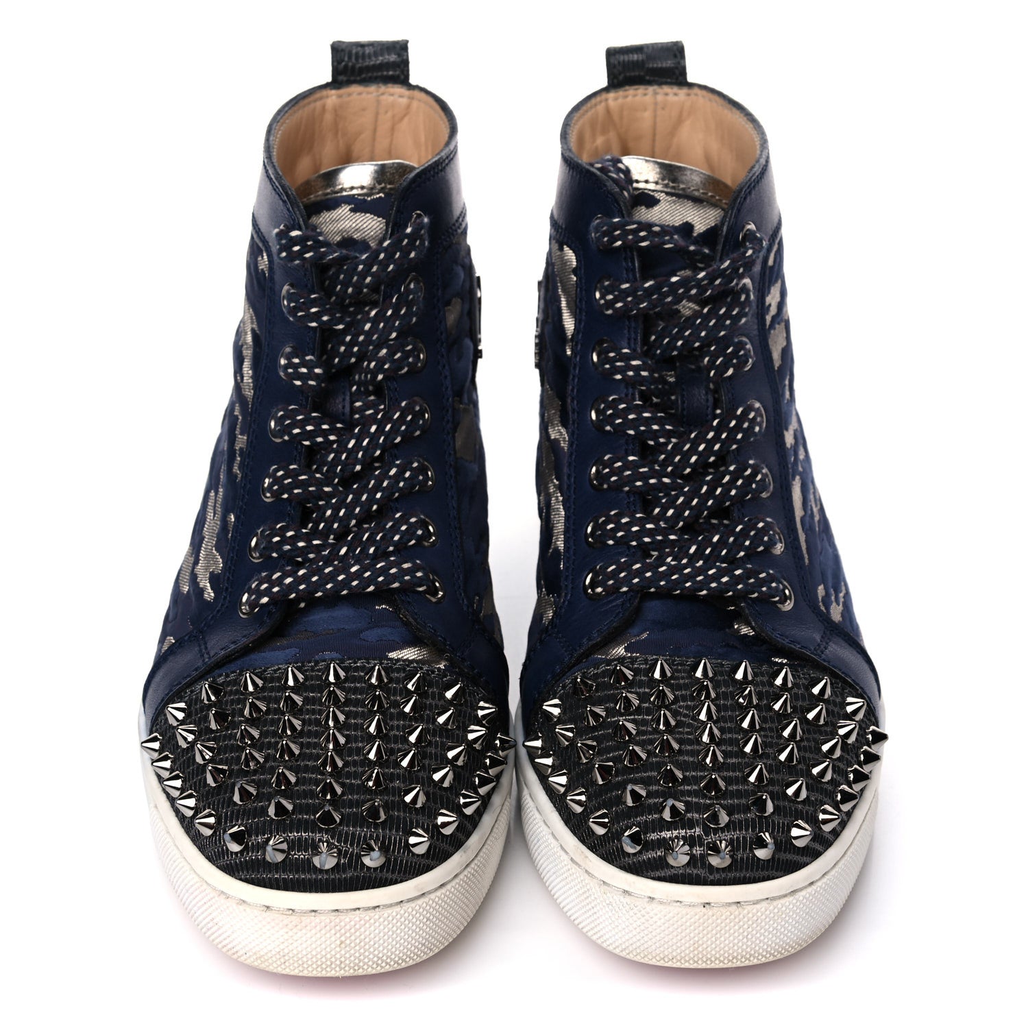 Christian Louboutin Jacquard Camoloubi Orlato Spikes Flat Sneakers 37 Navy 12 of 17