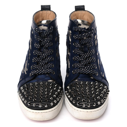 Christian Louboutin Jacquard Camoloubi Orlato Spikes Flat Sneakers 37 Navy 12 of 17