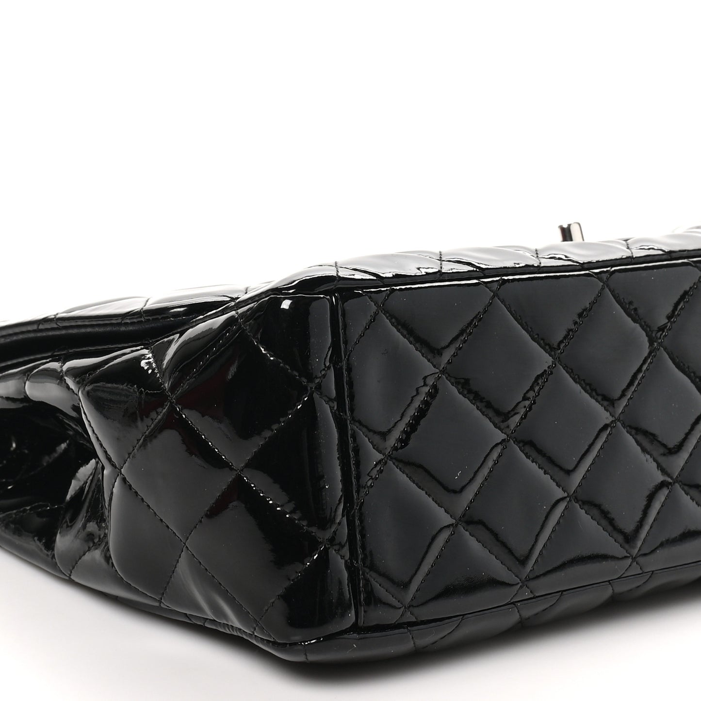 Patent Quilted Maxi Single Flap Black