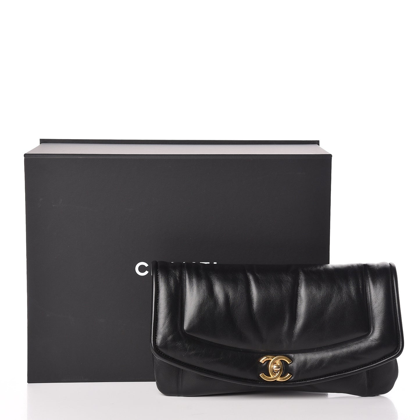 Lambskin Simply Flap Clutch Black