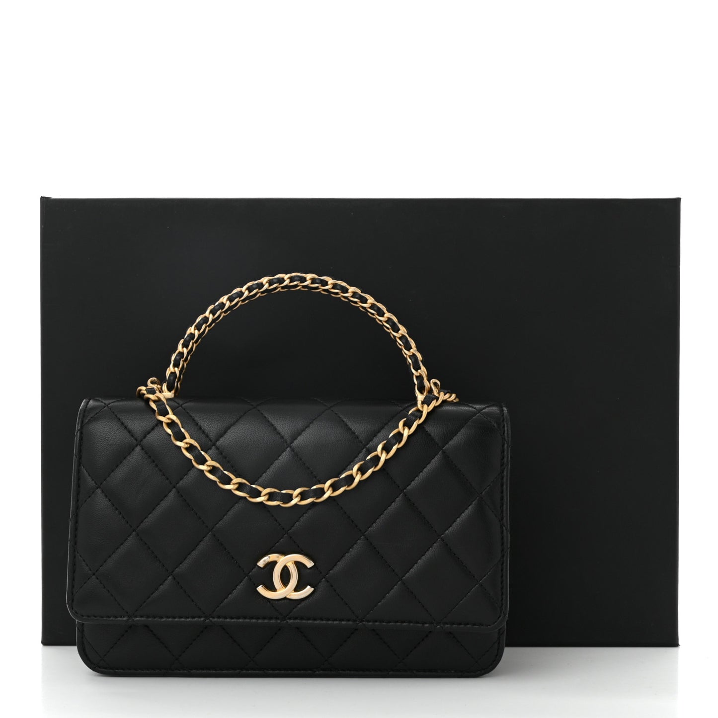 Lambskin Quilted Pick Me Up Wallet On Chain WOC Black