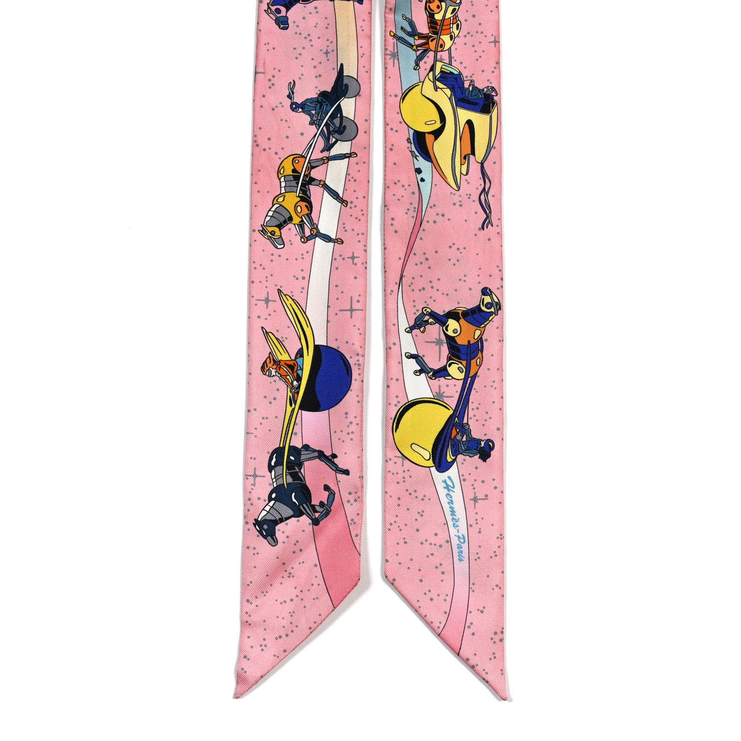 Hermes Silk Space Derby Twilly Rose Bleu Jaune 2 of 5