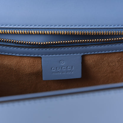 Gucci Calfskin Embroidered Medium Sylvie Top Handle Bag Clear Sky Blue 8 of 10
