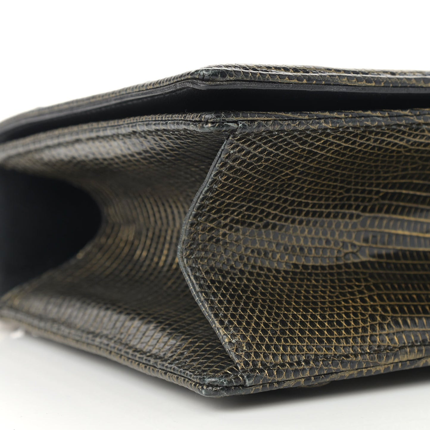 Lizard Medium Diorama Flap Bag Black Gold