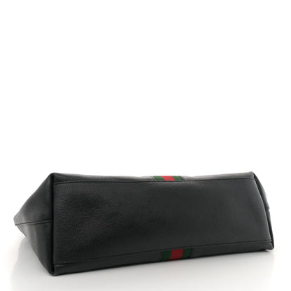 Gucci Textured Calfskin Web Medium Ophidia Shopping Tote Black 4 of 15
