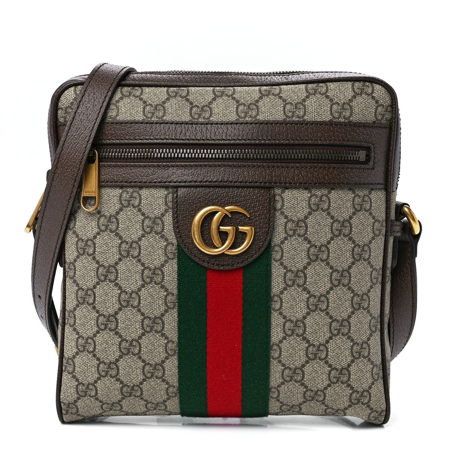 GG Supreme Monogram Web Small Ophidia Messenger Bag Brown