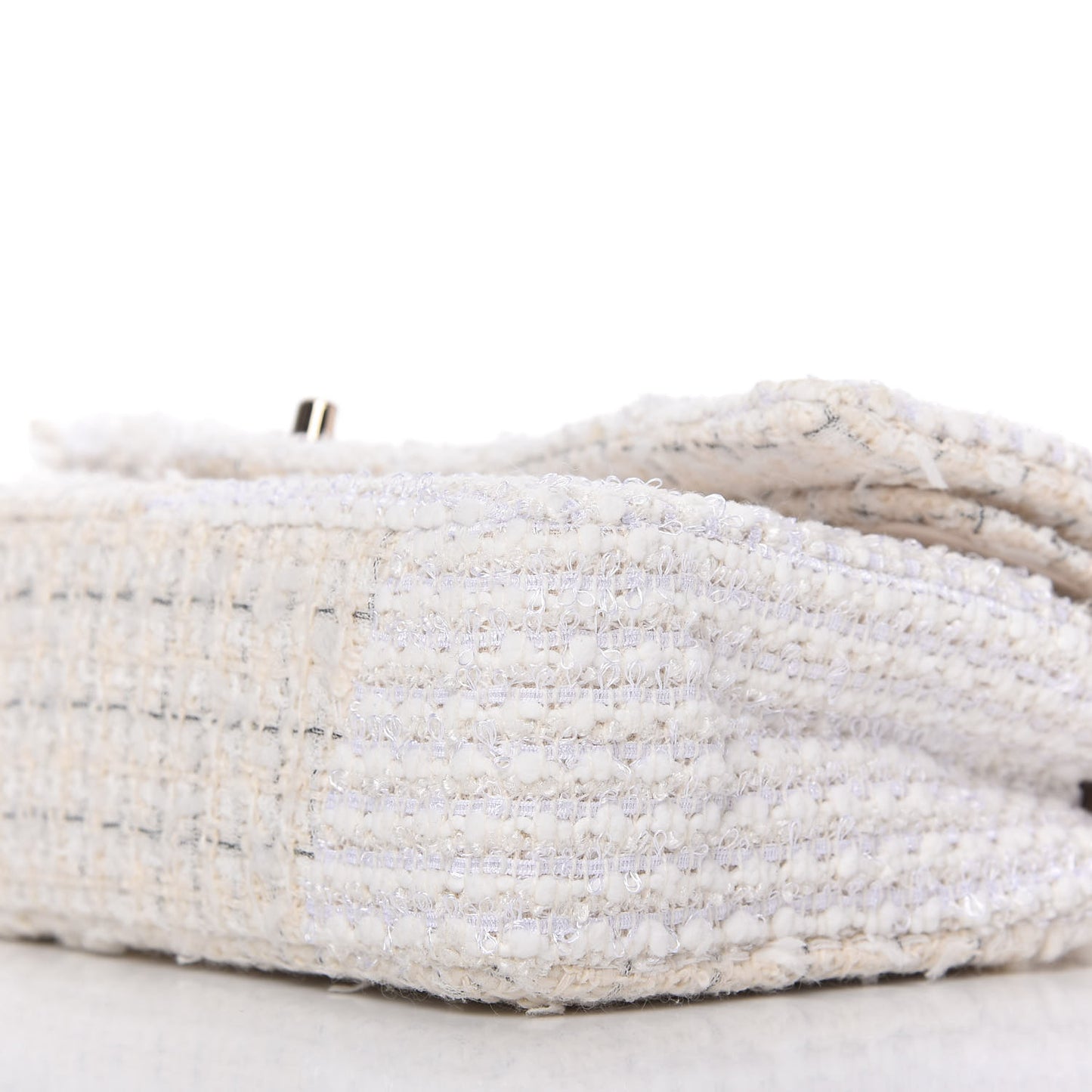 Tweed Patchwork Medium Double Flap White