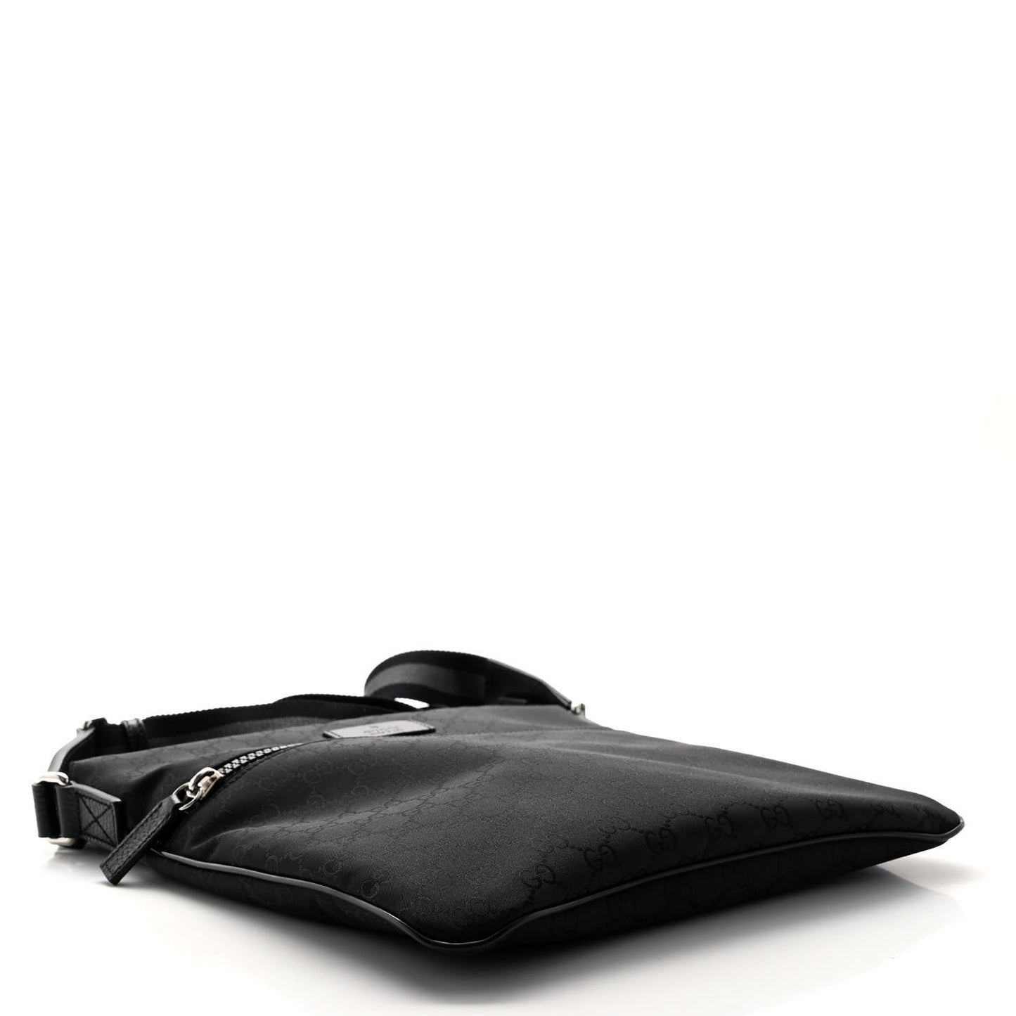 Nylon Monogram Medium Flat Messenger Bag Black