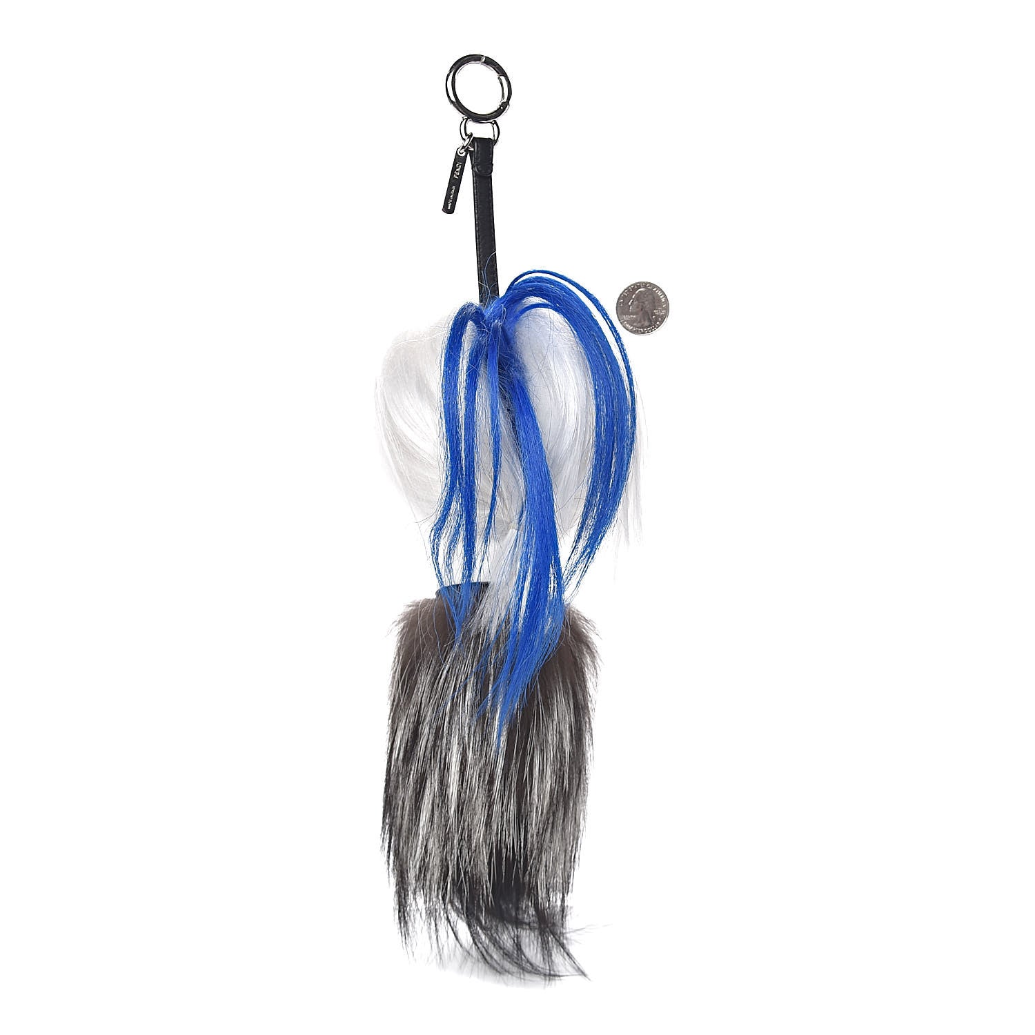 Fendi Mink Fox Goat Fur Karlito Bag Charm Blue 2 of 3