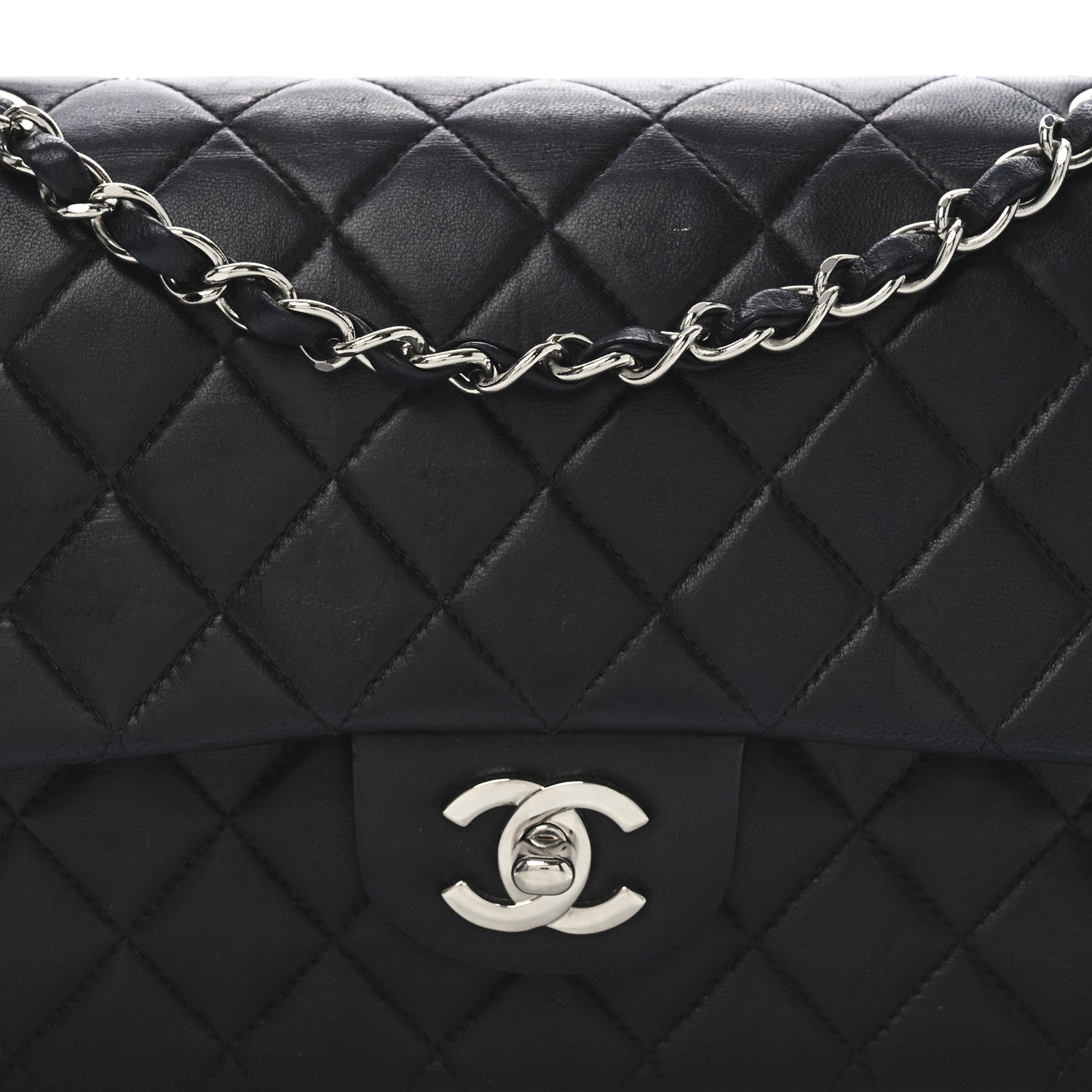 Chanel Lambskin Quilted Medium Double Flap Black 8 of 10