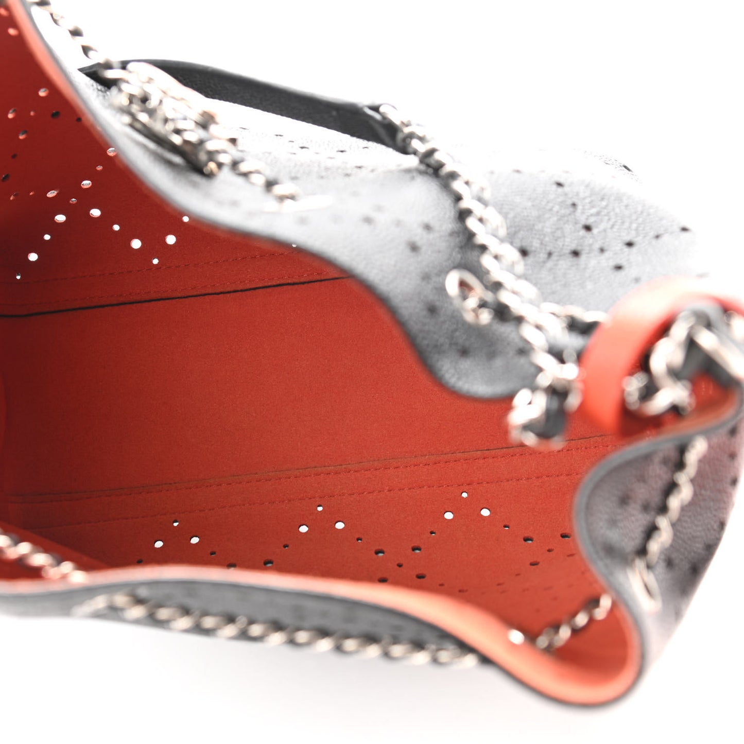 Caviar Perforated Drawstring CC Bag Black Orange