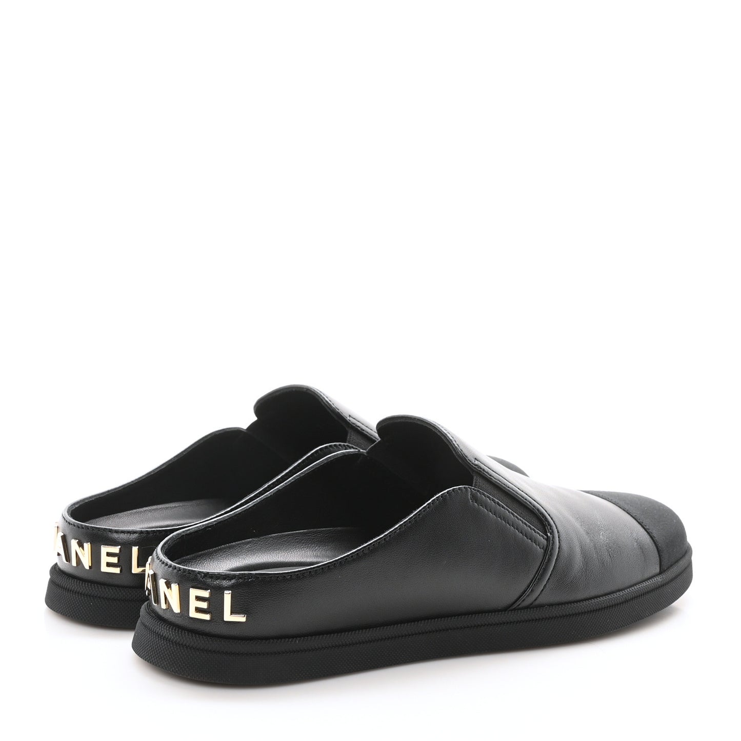 Lambskin Grosgrain Cap Toe Sneaker Mules 36 Black