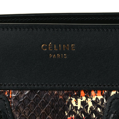 Celine Smooth Calfskin Watersnake Painted Micro Luggage Dark Pink 6 of 8