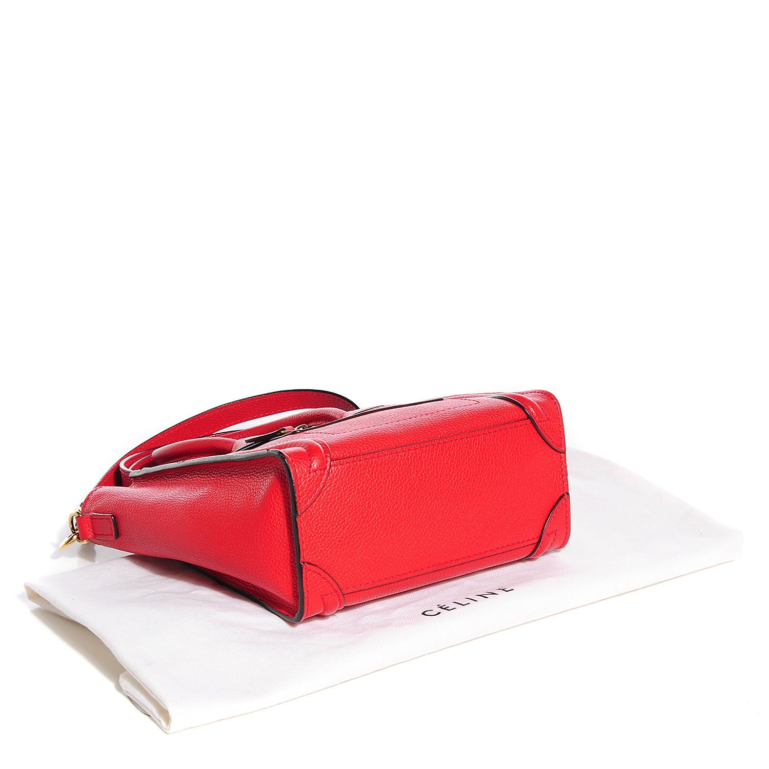 Celine Drummed Calfskin Nano Luggage Coquelicot 6 of 11