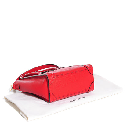 Celine Drummed Calfskin Nano Luggage Coquelicot 6 of 11