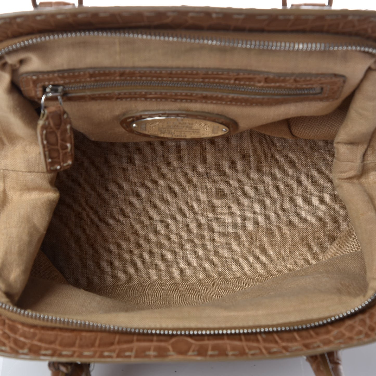 Crocodile Calfskin Romano Selleria Adele 1328 Bag Brown