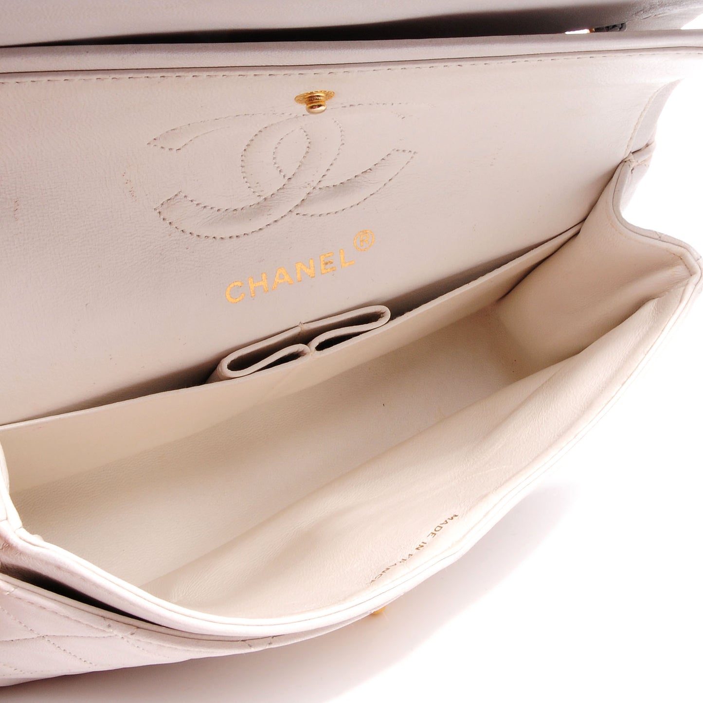 Lambskin Quilted Small Double Flap White